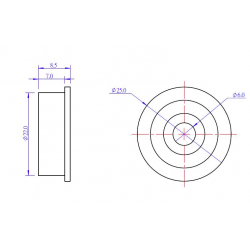 WSR Flange Bearing 6mm(ID)x 22mm(OD) - 2 pack